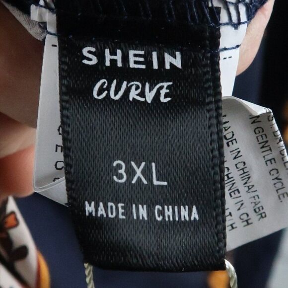 SHEIN CURVE BLUE FLORAL V NECK SHORT SLEEVE VACATIONMIDI DRESS SIZE 3XL NWT - Picture 2 of 10